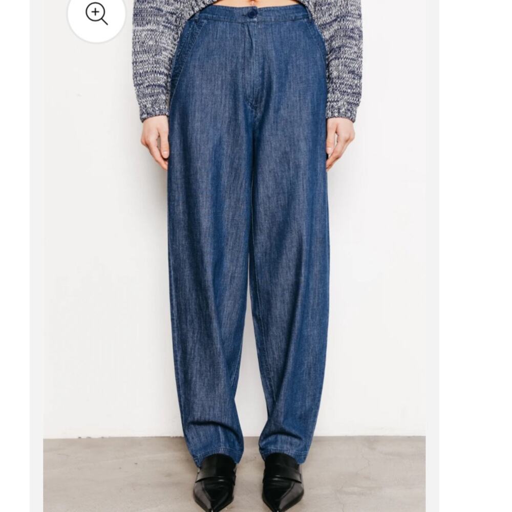 NWT Du Paradis High Waist Harper Stitched Pocket Pants Straight Leg Sz L
